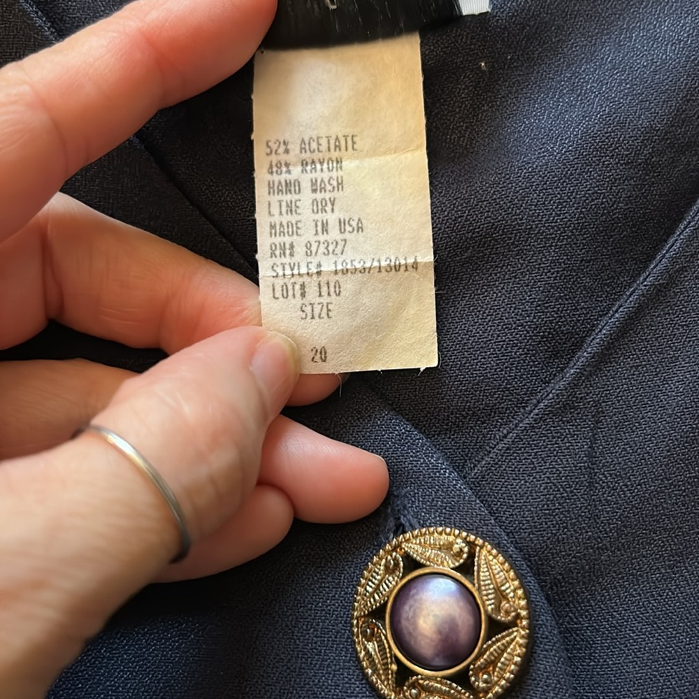 Vintage 90s  / Natural Resources Navy Blouse - Picture 4 of 8